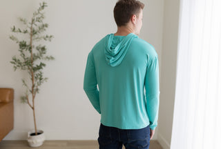 Adult Unisex Organic Bamboo Hoodie in Barbados Blue - Sweatshirts - Twinflower Creations