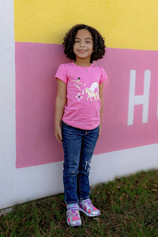 Magical Unicorn Puff Sleeve Tee in Organic Cotton Jersey - Shirts - Twinflower Creations