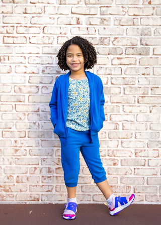 Organic Cotton Kids Zip Up Hoodie in Sonic Blue - Sweatshirts - Twinflower Creations