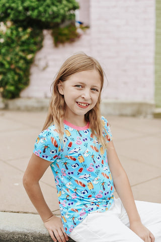 Puff Sleeve Tee in Tropical Vacay - Shirts - Twinflower Creations