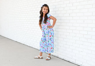 Wide Leg Romper in Tropical Floral - Rompers - Twinflower Creations