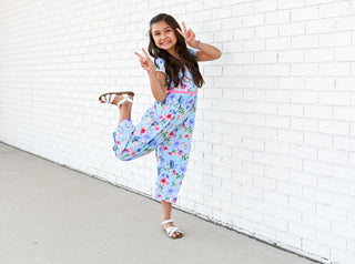 Wide Leg Romper in Tropical Floral - Rompers - Twinflower Creations