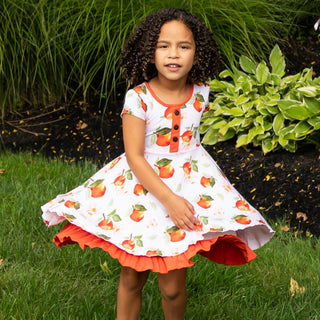 Awesome Apples Cap Sleeve Dixie Dress in Organic Bamboo - Dresses - Twinflower Creations