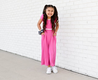 Azalea Pink Wide Leg Romper - Rompers - Twinflower Creations