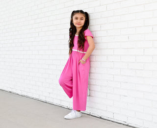 Azalea Pink Wide Leg Romper - Rompers - Twinflower Creations