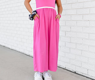 Azalea Pink Wide Leg Romper - Rompers - Twinflower Creations