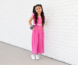 Azalea Pink Wide Leg Romper - Rompers - Twinflower Creations