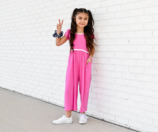 Azalea Pink Wide Leg Romper - Rompers - Twinflower Creations