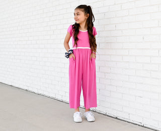 Azalea Pink Wide Leg Romper - Rompers - Twinflower Creations