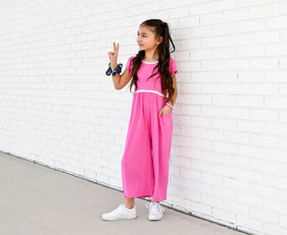 Azalea Pink Wide Leg Romper - Rompers - Twinflower Creations