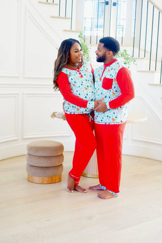 Boys Dark Santa Bamboo Holiday Pajamas - Pajamas - Twinflower Creations