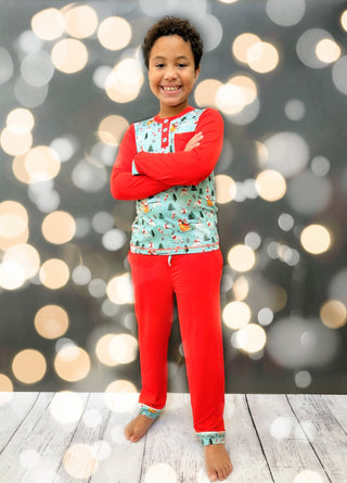 Boys Dark Santa Bamboo Holiday Pajamas - Pajamas - Twinflower Creations