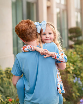 Boys Henley Tee in Herencia Blue - Shirts - Twinflower Creations