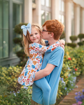 Boys Henley Tee in Herencia Blue - Shirts - Twinflower Creations