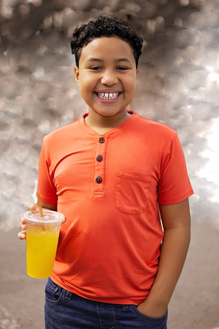 Boys Henley Tee in Pimenton - Shirts - Twinflower Creations