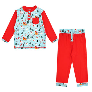 Boys Light Santa Bamboo Holiday Pajamas - Pajamas - Twinflower Creations