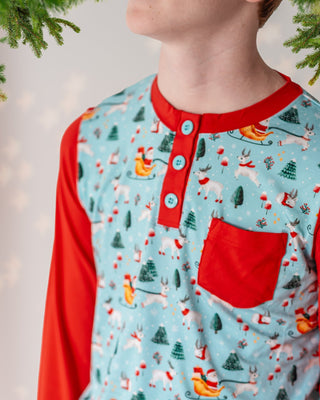 Boys Light Santa Bamboo Holiday Pajamas - Pajamas - Twinflower Creations