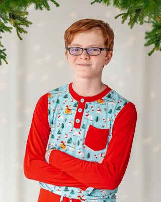 Boys Light Santa Bamboo Holiday Pajamas - Pajamas - Twinflower Creations