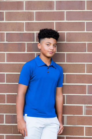 Boys Polo in Cobalt Blue - Shirts - Twinflower Creations
