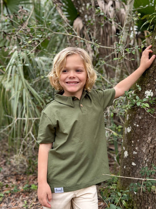 Boys Polo in Garden Green - Shirts - Twinflower Creations