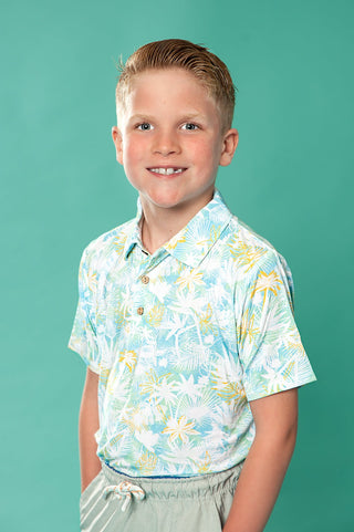Boys Polo in Palms - Shirts - Twinflower Creations