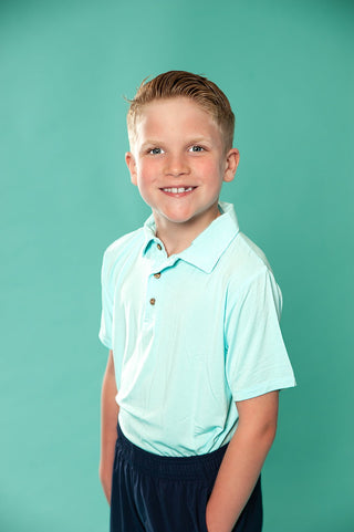 Boys Polo in Spa Blue - Shirts - Twinflower Creations
