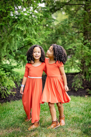 Cap Sleeve Twirl Dress in Pimenton - Dresses - Twinflower Creations