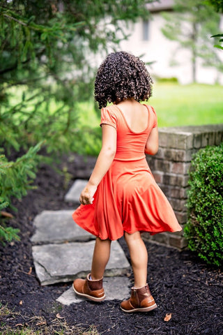 Cap Sleeve Twirl Dress in Pimenton - Dresses - Twinflower Creations