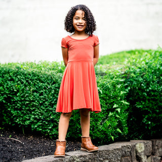 Cap Sleeve Twirl Dress in Pimenton - Dresses - Twinflower Creations