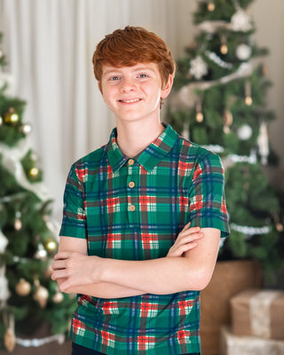 Christmas Plaid Boys Polo - Shirts - Twinflower Creations