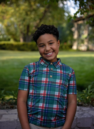 Christmas Plaid Boys Polo - Shirts - Twinflower Creations