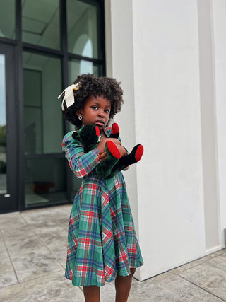 Christmas Plaid Puff Sleeve Twirl Dress - Dresses - Twinflower Creations