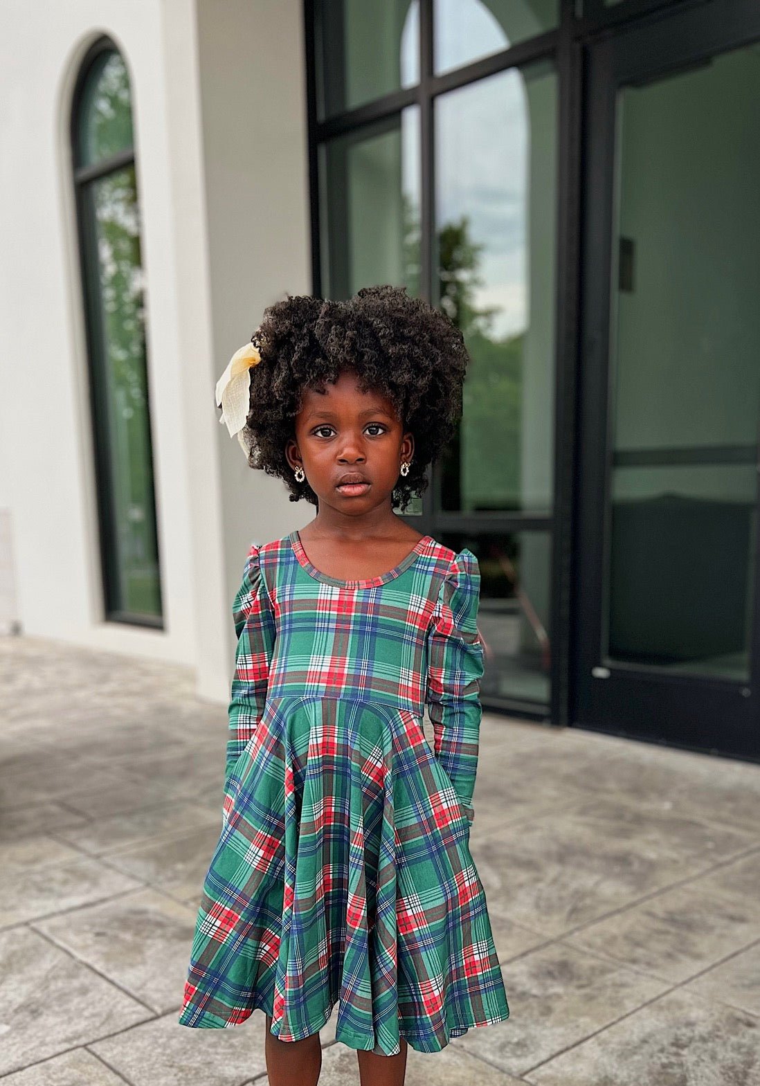 Christmas Plaid Puff Sleeve Twirl Dress Twinflower Creations Christmas Plaid Puff Sleeve Twirl Dress Twinflower Creations