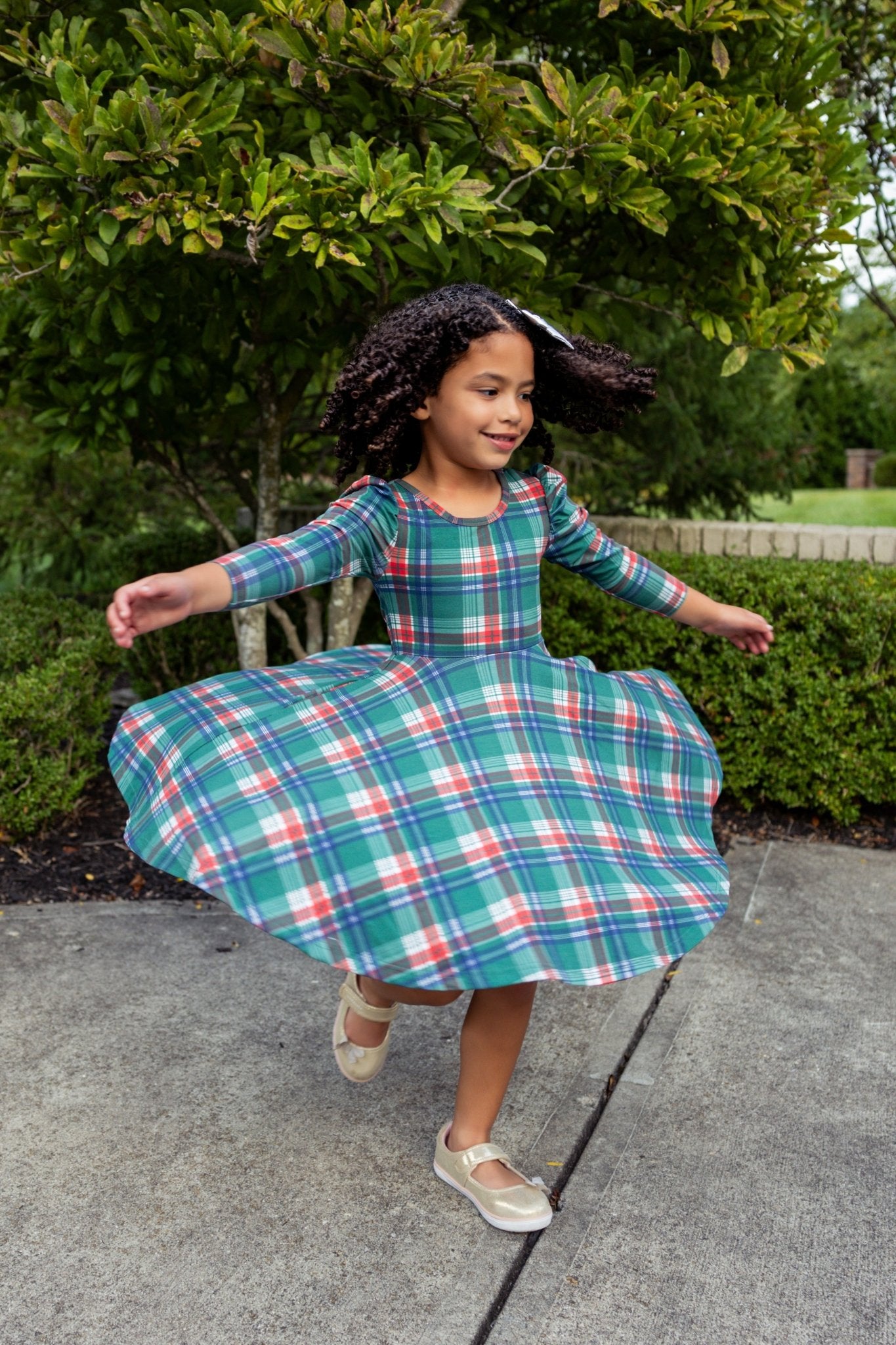 Christmas Plaid Puff Sleeve Twirl Dress Twinflower Creations Christmas Plaid Puff Sleeve Twirl Dress Twinflower Creations