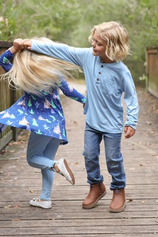 Dancing Dragons Long Sleeve Empire Tunic Set - Dresses - Twinflower Creations