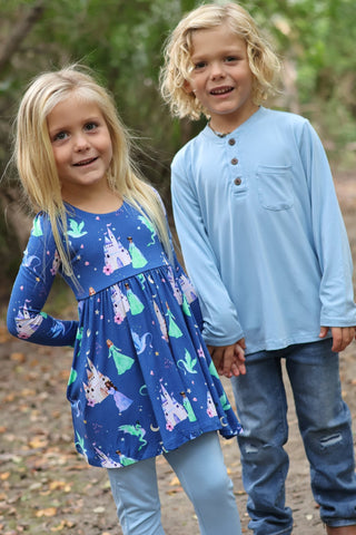 Dancing Dragons Long Sleeve Empire Tunic Set - Dresses - Twinflower Creations