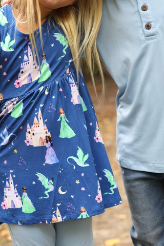 Dancing Dragons Long Sleeve Empire Tunic Set - Dresses - Twinflower Creations