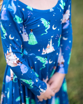 Dancing Dragons Long Sleeve Twirl Dress - Twinflower Creations