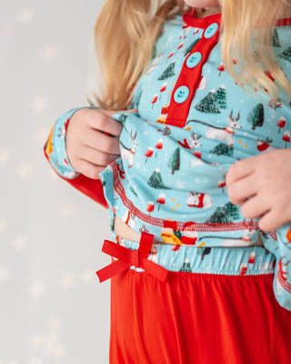 Girls Light Santa Bamboo Holiday Pajamas - Pajamas - Twinflower Creations