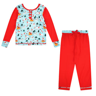 Girls Light Santa Bamboo Holiday Pajamas - Pajamas - Twinflower Creations