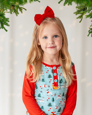 Girls Light Santa Bamboo Holiday Pajamas - Pajamas - Twinflower Creations
