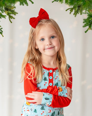 Girls Light Santa Bamboo Holiday Pajamas - Pajamas - Twinflower Creations