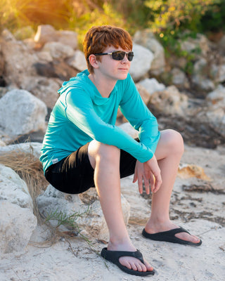 Kids Unisex Organic Bamboo Hoodie in Barbados Blue - Sweatshirts - Twinflower Creations