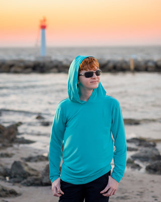 Kids Unisex Organic Bamboo Hoodie in Barbados Blue - Sweatshirts - Twinflower Creations