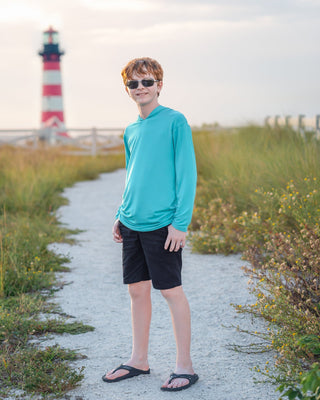 Kids Unisex Organic Bamboo Hoodie in Barbados Blue - Sweatshirts - Twinflower Creations