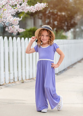 Lilac Purple Wide Leg Romper - Rompers - Twinflower Creations