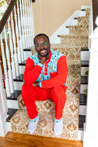 Men's Dark Santa Bamboo Holiday Pajamas - Pajamas - Twinflower Creations