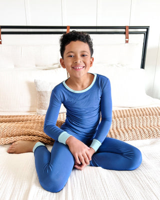 Navy Organic Bamboo Pajama Set - Pajamas - Twinflower Creations