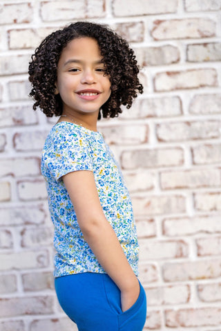 Organic Cotton Floral Fun Puff Sleeve Tee - Shirts - Twinflower Creations