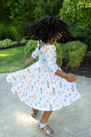 Organic Cotton Happy Hanukkah 3/4 Sleeve Twirl Dress - Dresses - Twinflower Creations